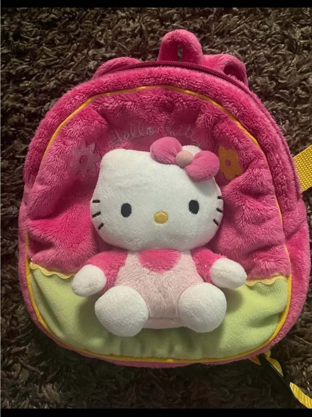 Vintage 2006 Hello Kitty Plush Pink Kids Backpack